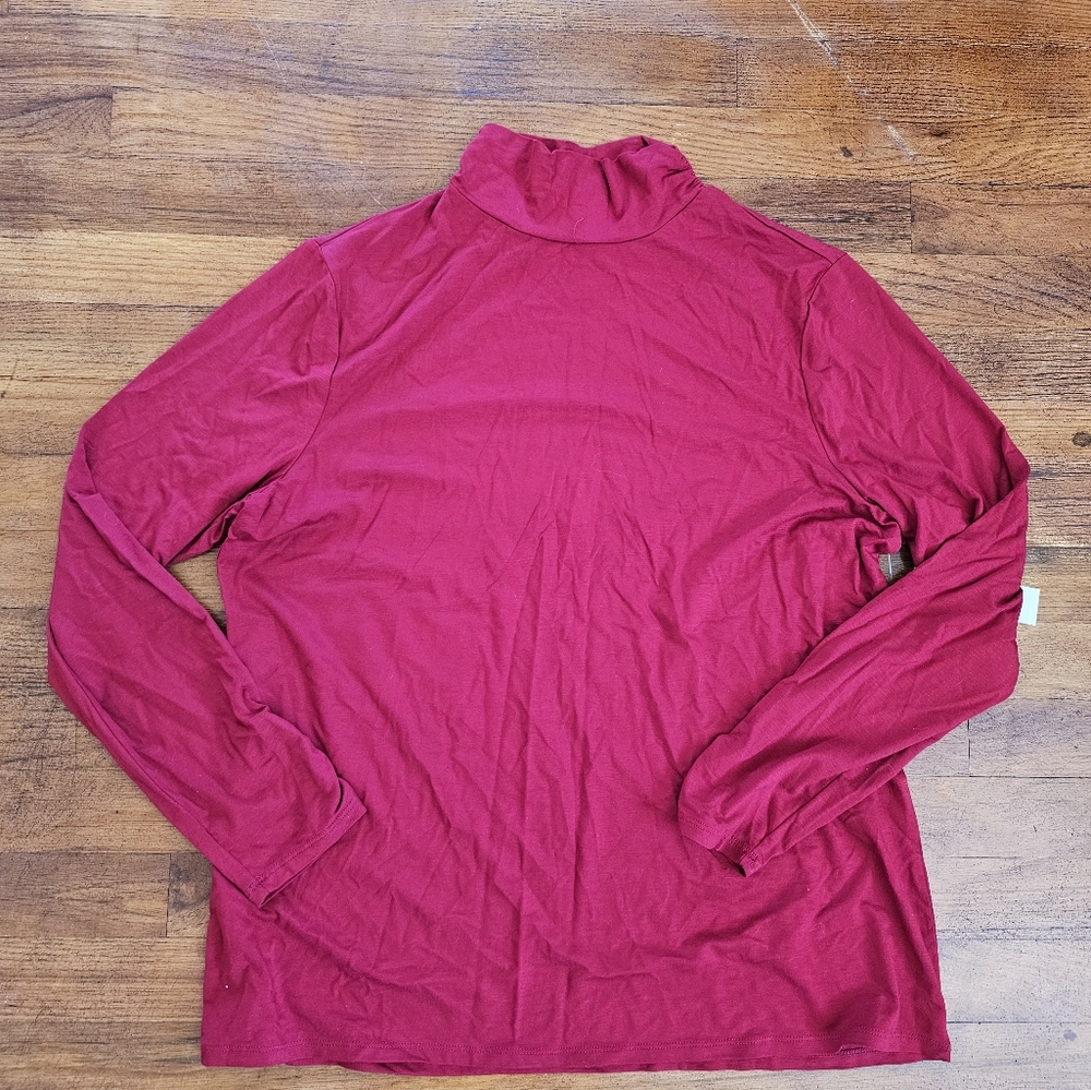 Chico's NWT Red Turtleneck Rayon Smart‎ Casual City Long Sleeve Top Sz 2 (L-XL)